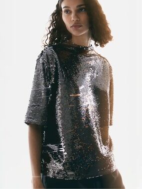 H&M sequin‎ short sleeve top